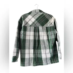 Offline by Aerie XS Plaid Green & White Jacket Shacket Oversized Women’s Layers thumbnail 2