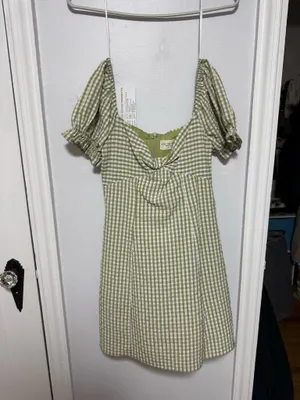 Kiss the Sky Green Gingham Mini Dress thumbnail 2