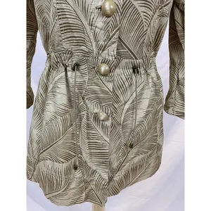 Nic + Zoe Women's Size Small Coat Beige Tan Tropical Print Jacket Safari Trench thumbnail 3