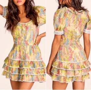 LoveShackFancy Pastel Fields Scoop Neck Safiya Mini Dress Size S thumbnail 2