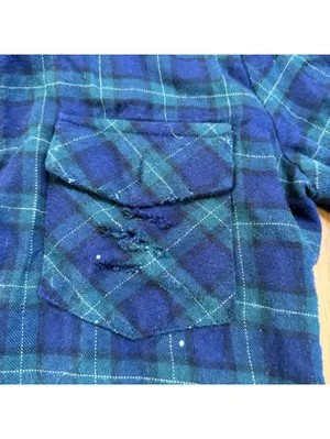 Size Medium Megaton 89 Plaid Flannel Button Up Shirt Women’s Green Blue Grunge thumbnail 3