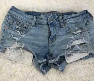 American Eagle Distressed Lace Pocket Jean Shorts thumbnail 2