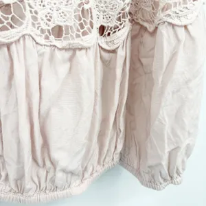 Free People Womens Blush‎ Pink Lace Inset Boho Gotta Love It Peasant Blouse XS thumbnail 3