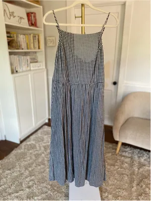 Old Navy Gingham Midi Dress Cottagecore Prairie Milkmaid Picnic Coastal Country thumbnail 2