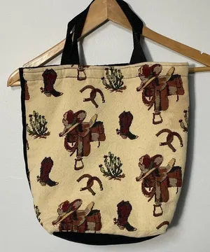 Equestrian Tapestry‎ Tote Handbag Black thumbnail 1