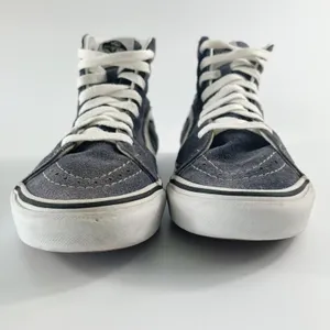 Vans Old Skool Sk8-Hi Canvas Suede High Skate Sneakers Shoes Blue Grey Women 7 thumbnail 2