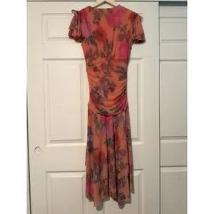 Maeve Anthropologie Simone Sheer Floral Asymmetrical Dress Butterfly Fairy thumbnail 2