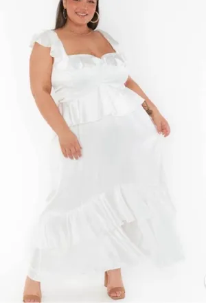 SHOW ME YOUR MUMU‎ Reese White Ruffle Dress Size 1X Bridal Shower Beach Wedding thumbnail 1