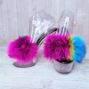 Dolls kill cape Robbin night of my life fluffy clear platform heels size 8 thumbnail 6