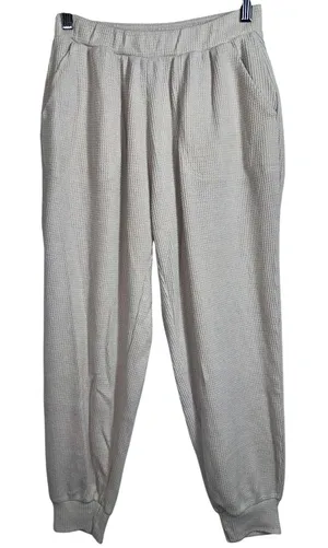 Abercrombie & Fitch Lounge Collection White Waffle Knit Jogger Sweatpants Sz XS thumbnail 1