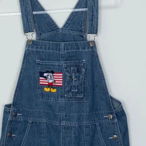 Vintage Disney Womens‎ Overalls Denim Shortalls Shorts Size L Blue Mickey Mouse thumbnail 2