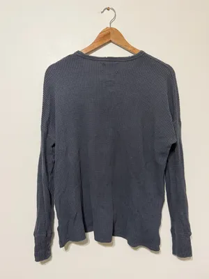 OFFLINE By Aerie Wow! Waffle Henley Long Sleeve Top size small gray thumbnail 6