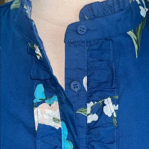 Sugarlips Avara Anita Top Blue Cotton Floral Blouse Flutter Sleeve New thumbnail 2
