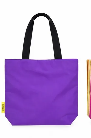 Clinique x Donald Tote Bag Reversible Purple Striped Designer Beach Reusable NEW thumbnail 1