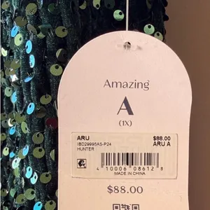 Arula Emerald Green Sequin Velvet Party Dress NWT 1X thumbnail 6
