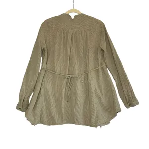 FREE PEOPLE V-Neck Blouse-Tunic Women M Olive Coastal Boho Cottage Western City thumbnail 5