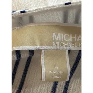 Michael Kors White and Navy Vertical Stripe V-Neck Tunic Women's Sz Large thumbnail 10