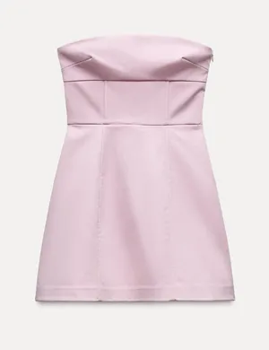 ZARA Short Strapless Mini Bow Dress/Pale Pink thumbnail 1