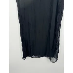 Silk‎ Blend Black Midi Dress Sz M Flowy Minimalist Neutral Made in Italy thumbnail 4