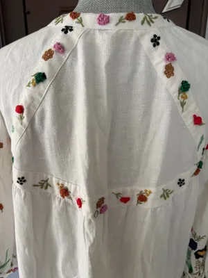 Zara white long floral embroidered tunic (dress) *no sash belt* thumbnail 10