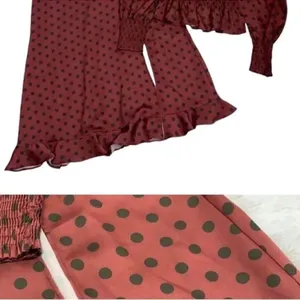 Zara MIDI Polka Dot Mauve & Olive Green Skirt Set(Size XS) thumbnail 11