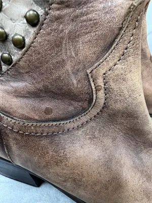 Women's Tan Leather Western Boots pointed toe w/Stud Detail 8 1/2M Cowboy rodeo thumbnail 11