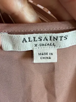 All Saints Pleated Satin Dress Size XS Brown Sleeveless Square Neck Maxi Pockets thumbnail 8
