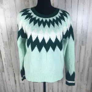 BP Cozy Ski Sweater Green Fairisle Chevron NWT M v6x thumbnail 3