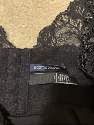 Boston Proper Y2K Black Beaded Lace Tank Top thumbnail 2