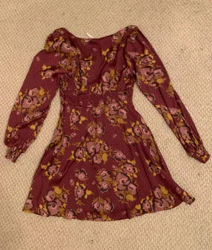 Wine Floral Dress thumbnail 5