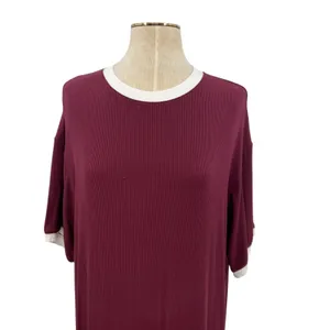 Skims Soft Lounge Ringer T-Shirt Long Dress Maxi Maroon Red Size Small‎ thumbnail 4