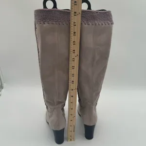 Hugo Boss Italian Suede Leather Crochet Lavender Pull On Designer Boots EU39 thumbnail 4