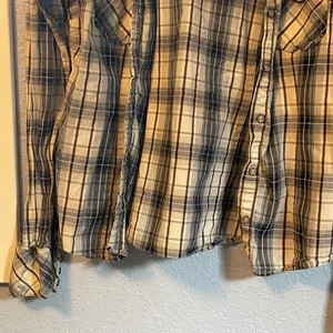 Y2K Plaid Western Coastal Cowgirl Farm Long Sleeve Shirt Top Collar L Large thumbnail 3