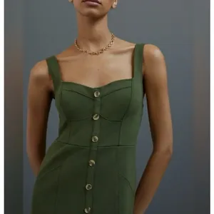 Maeve Anthropologie Olive Green Button-Front Midi Dress Size 2 thumbnail 2