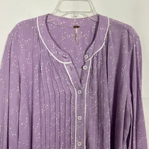 Free People Womens Top S Star Print Oversized Pin Tuck Boho Relaxed Minimalist thumbnail 4
