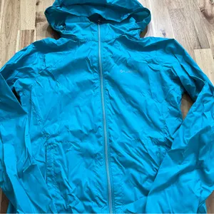 Columbia Women’s Blue Hooded Windbreaker Jacket Size M thumbnail 1