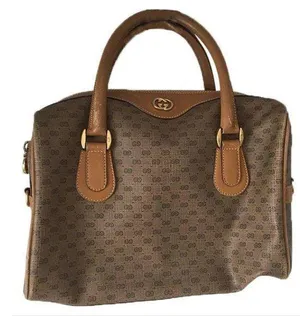 Gucci Boston Bag Monogrammed Vintage Brown Tote thumbnail 1