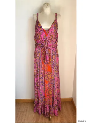 Anthropologie Maeve Andie Tie Front Maxi Dress Printed thumbnail 2