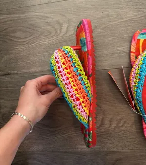 Farm Rio Flip-Flops Toucans Crochet Puffy thumbnail 2