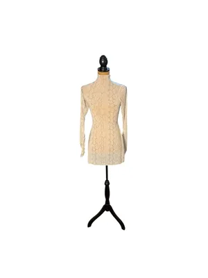 NWT SKIMS Milky Sheer Tunic M Stone Pastel Snake Print Mock Neck Mesh Rare thumbnail 2