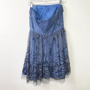 Reign On Blue & Black Dot Circle Pattern Tulle Strapless Formal Mini Dress 13/14 thumbnail 2