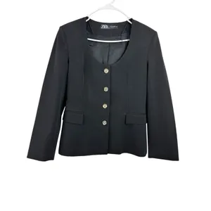 ZARA Black Blazer Dress Jacket Coat Medium M Morocco Comfort Suit thumbnail 7