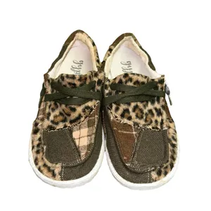 Gypsy Jazz Leopard Patchwork Slip On Sneakers Size 6‎ Boho Casual Shoes Green thumbnail 2