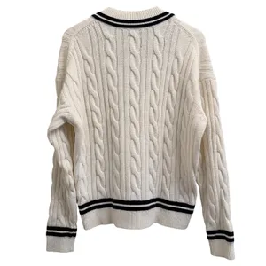 Abercrombie & Fitch Oversized Cable‎ Knit Sweater Women Small V-Neck Fisherman thumbnail 2