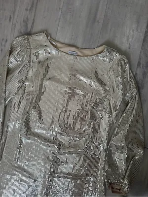 Alexa B Silver Sequin Long-Sleeve Shift Dress thumbnail 4