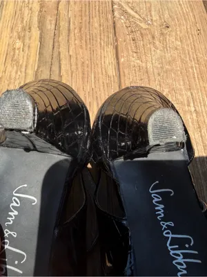 Sam & Libby Black Croc Embossed Mary Jane Pumps Womens 8M Block Heel Shoes thumbnail 11