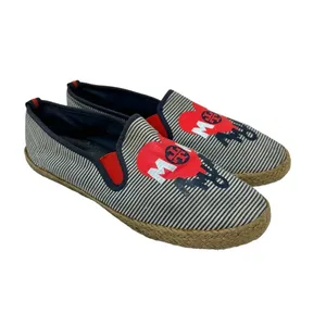 Tory Burch Mon Amour Navy Blue Red Stripe Heart Espadrille Flats‎ Size 10 thumbnail 4