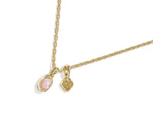 Kendra Scott Mini Elisa Dira Gold Necklace Light Pink Lab Grown Opal thumbnail 6