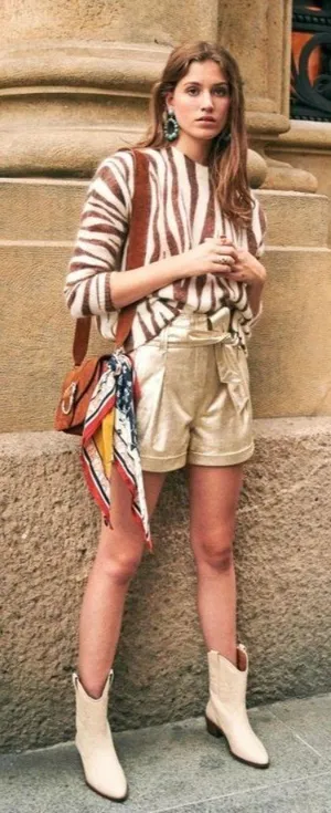 Sézane NWT Romeo Short in Golden Leather Belted Pleated Shorts 42 / 10 thumbnail 1