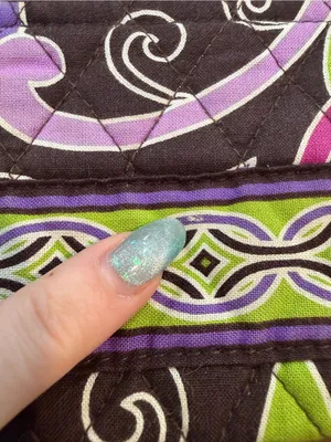 Vera Bradley Quilted Small Zip Coin Pouch in Purple, Green & Brown thumbnail 6